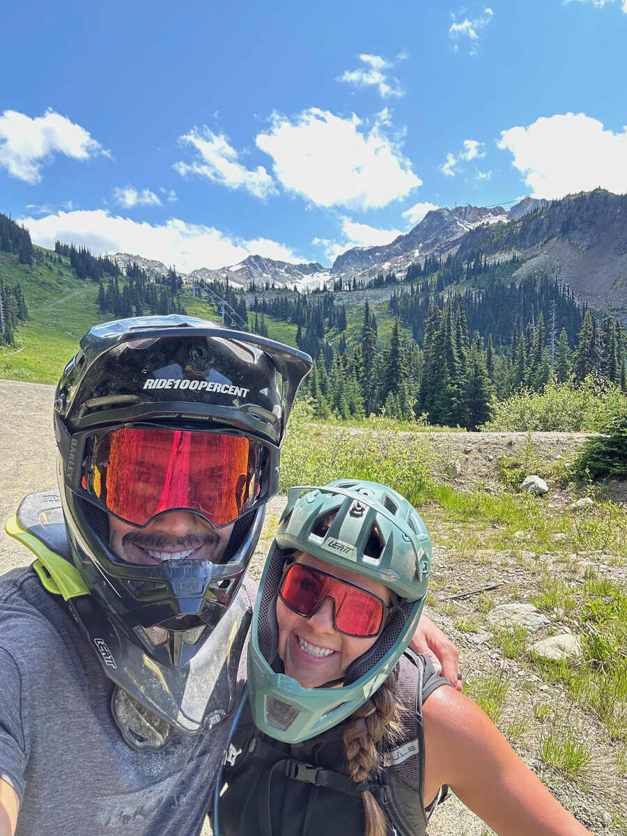 Logan and Sarah mountain biking together